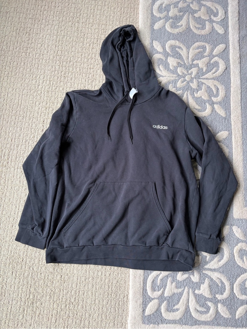Adidas Black Men’s Pullover Hoodie with Small Logo
